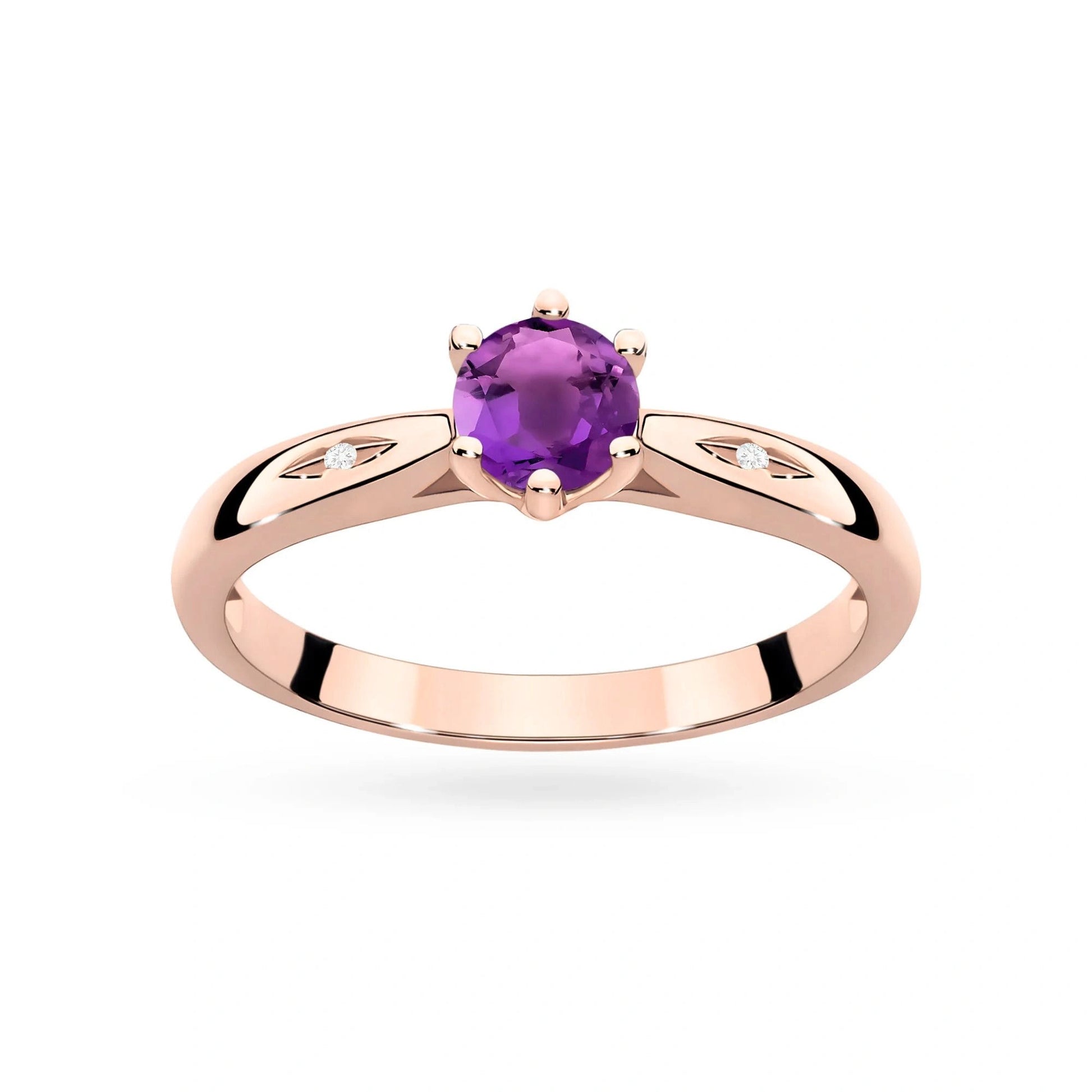 Ring Viorea aus Gold mit Amethyst und 2 Diamanten