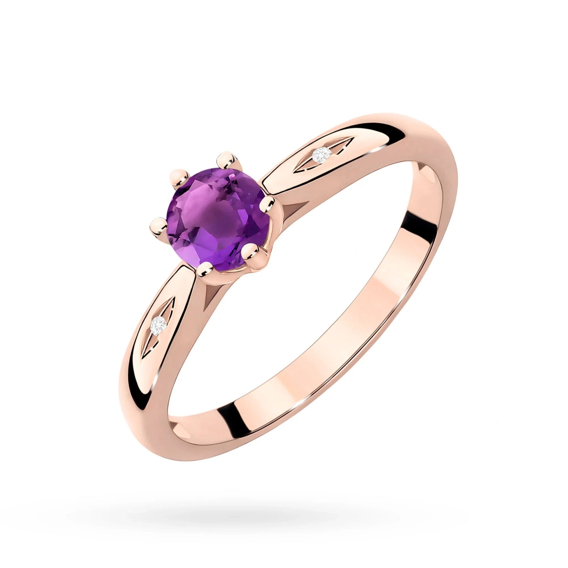 Ring Viorea aus Gold mit Amethyst und 2 Diamanten