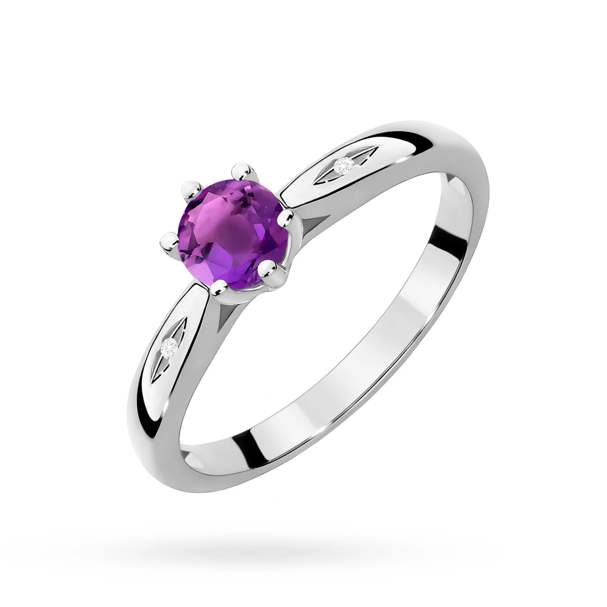 Ring Viorea aus Gold mit Amethyst und 2 Diamanten