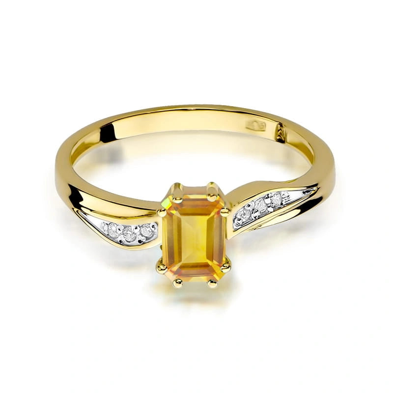 Ring Aurielle aus Gold mit Citrinquarz und 6 Diamanten