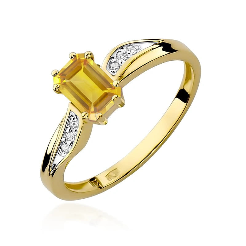 Bague Aurielle en Or avec Quartz Citrine et 6 Diamants