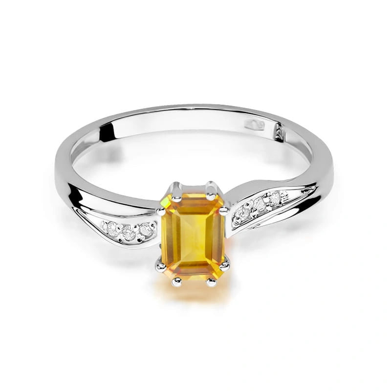 Ring Aurielle aus Gold mit Citrinquarz und 6 Diamanten