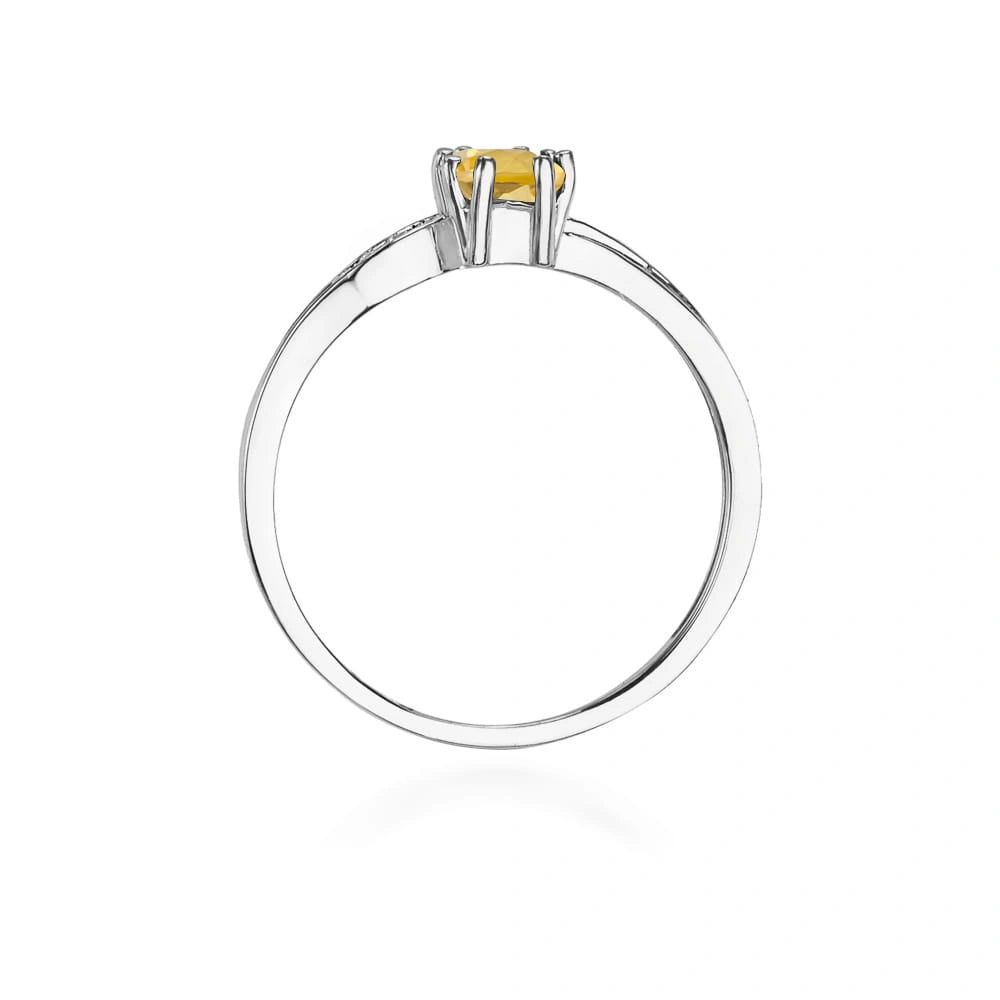Ring Aurielle aus Gold mit Citrinquarz und 6 Diamanten