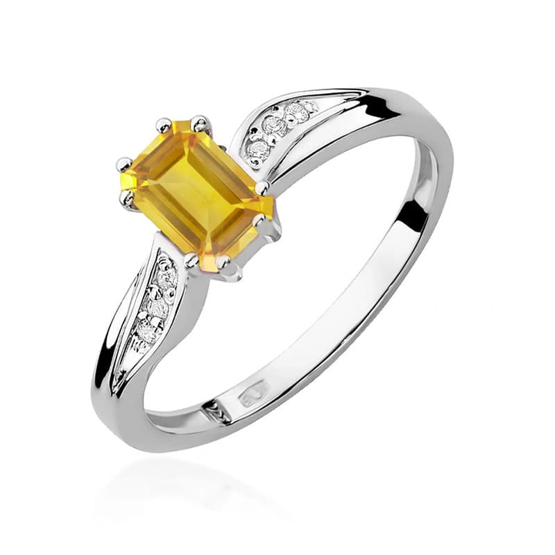 Ring Aurielle aus Gold mit Citrinquarz und 6 Diamanten