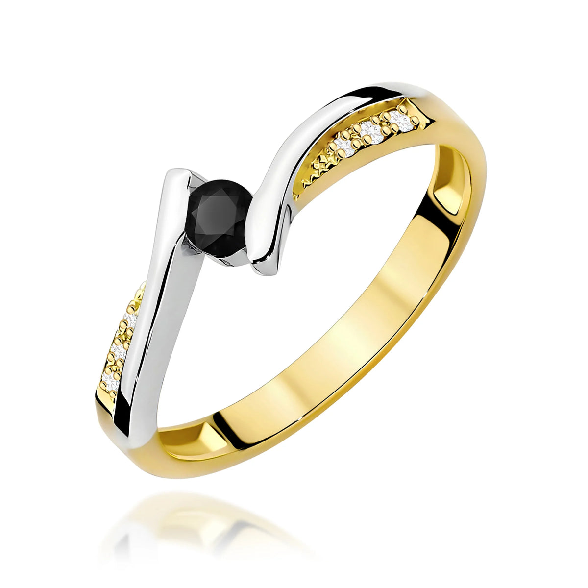 Estelle-Ring aus Gold mit schwarzem Diamanten