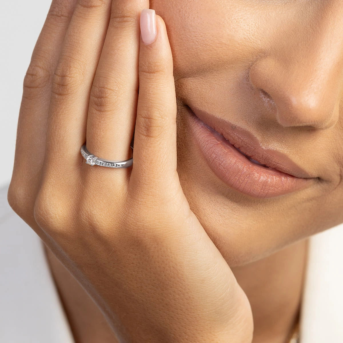 Bague Plus en or avec diamants CVD