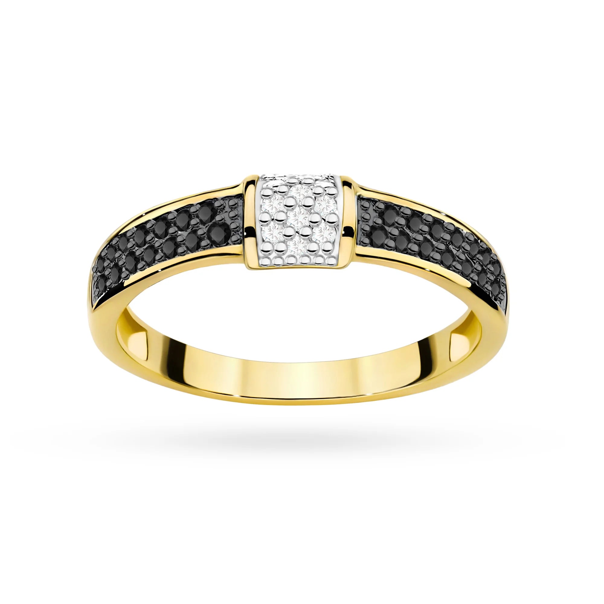 Bague Nexus en or avec 28 diamants noirs et 10 diamants blancs