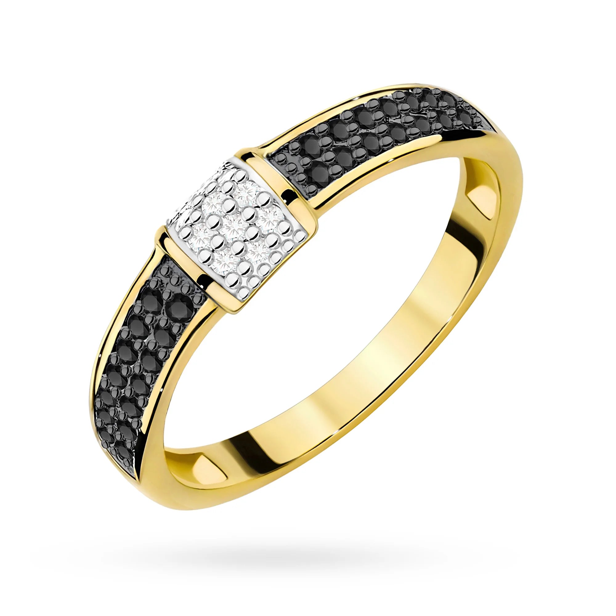 Bague Nexus en or avec 28 diamants noirs et 10 diamants blancs