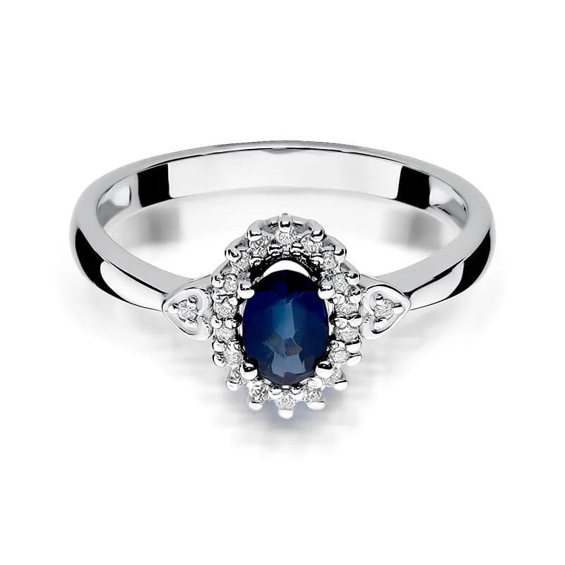 Bague Nyx en Or avec Saphir 0,70ct et 20 Diamants