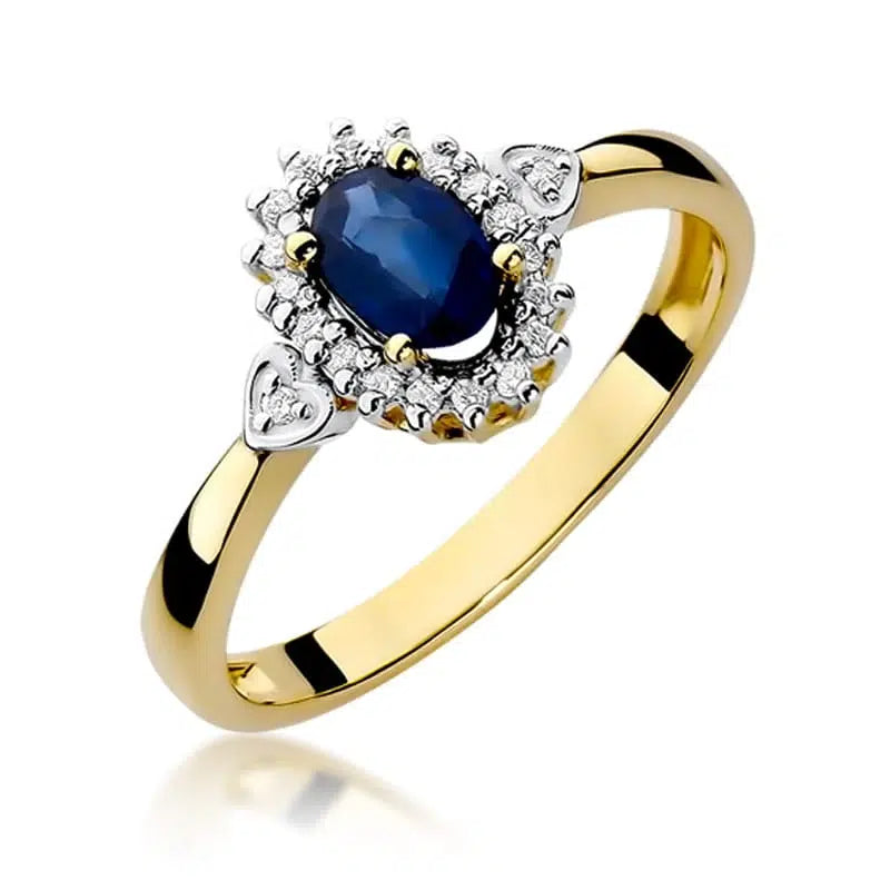 Bague Nyx en Or avec Saphir 0,70ct et 20 Diamants