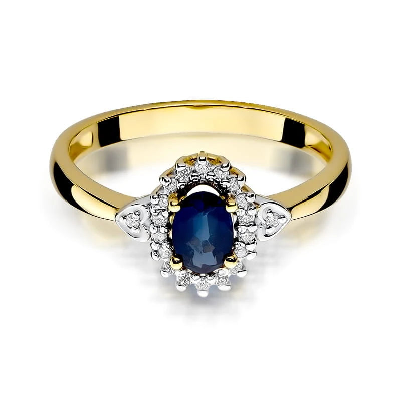 Bague Nyx en Or avec Saphir 0,70ct et 20 Diamants