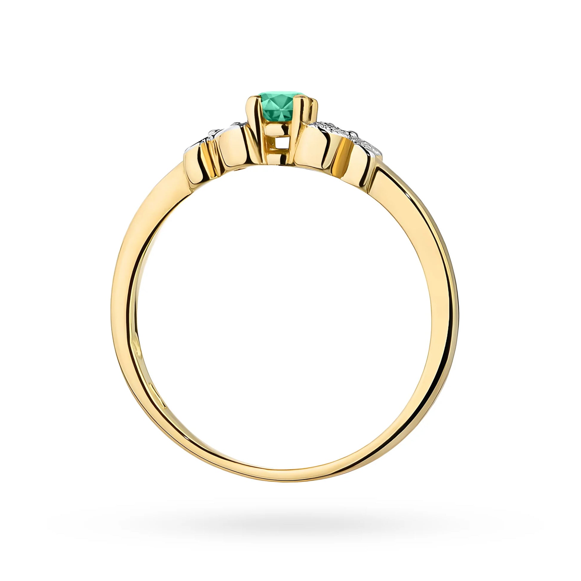 Anello Butterfly in Oro con Smeraldo e 4 Diamanti