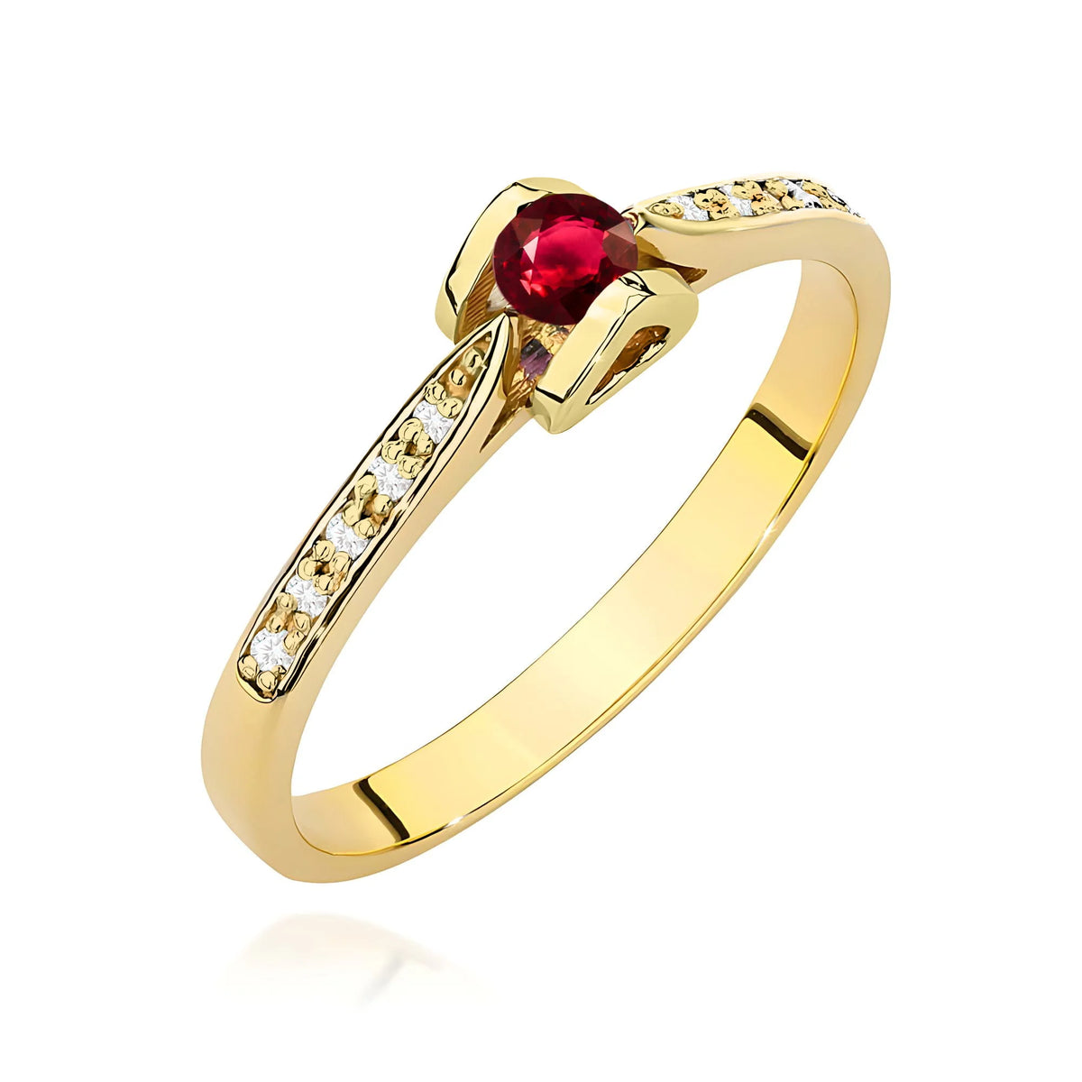 Anello Porpora in Oro con Rubino e Diamanti