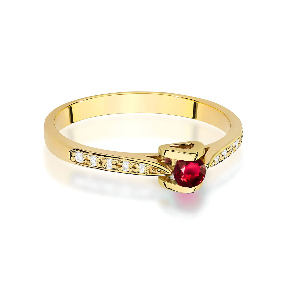 Anello Porpora in Oro con Rubino e Diamanti