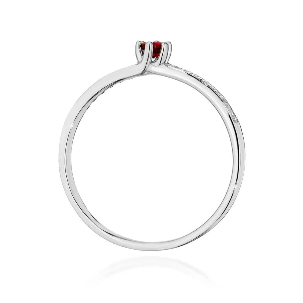 Anello Riviera in Oro con Rubino e Diamanti