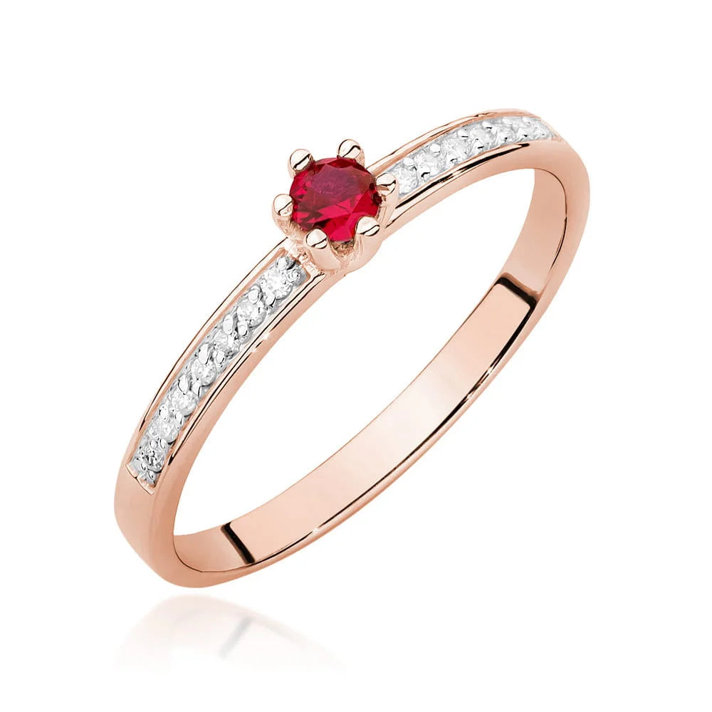 Anello Riviera in Oro con Rubino e Diamanti