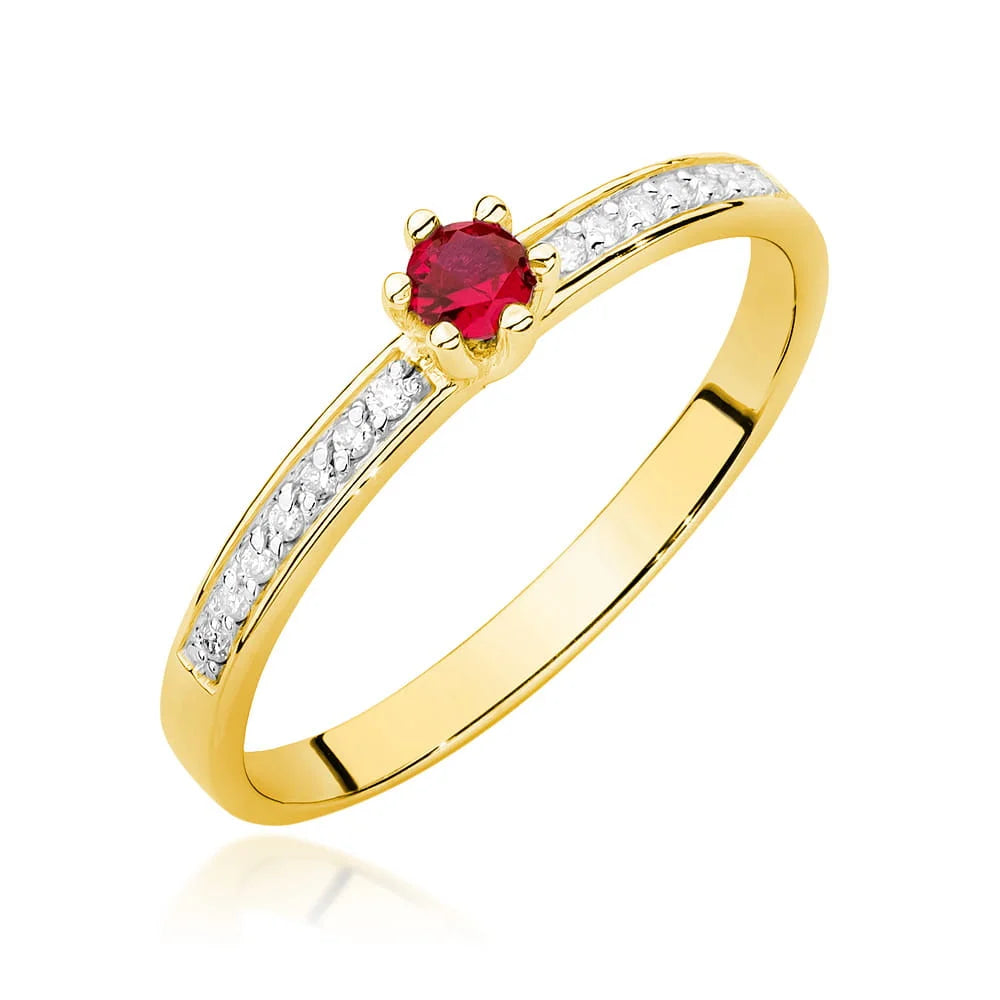 Anello Riviera in Oro con Rubino e Diamanti