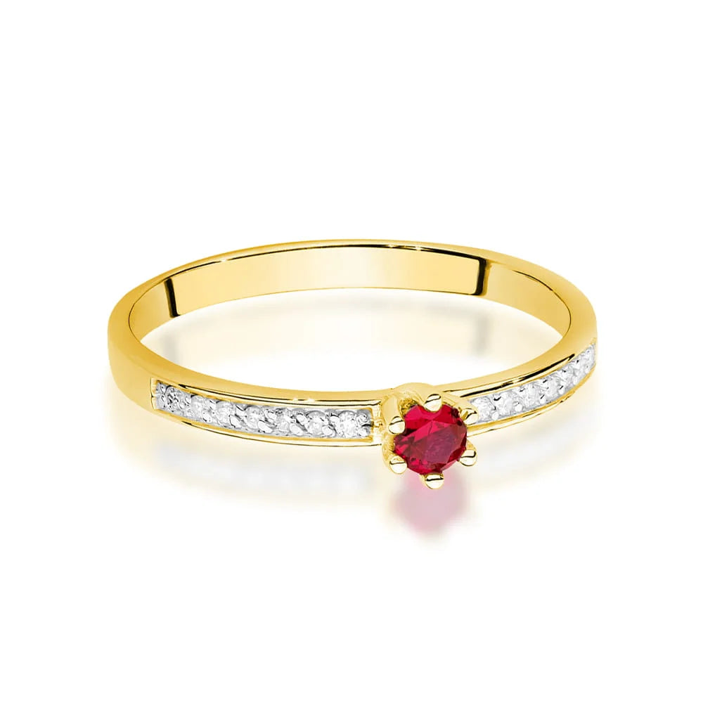 Anello Riviera in Oro con Rubino e Diamanti