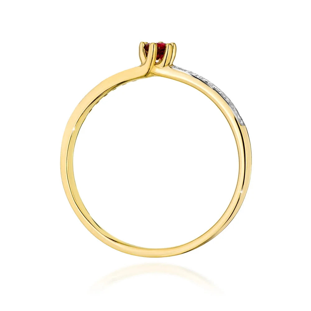 Anello Riviera in Oro con Rubino e Diamanti