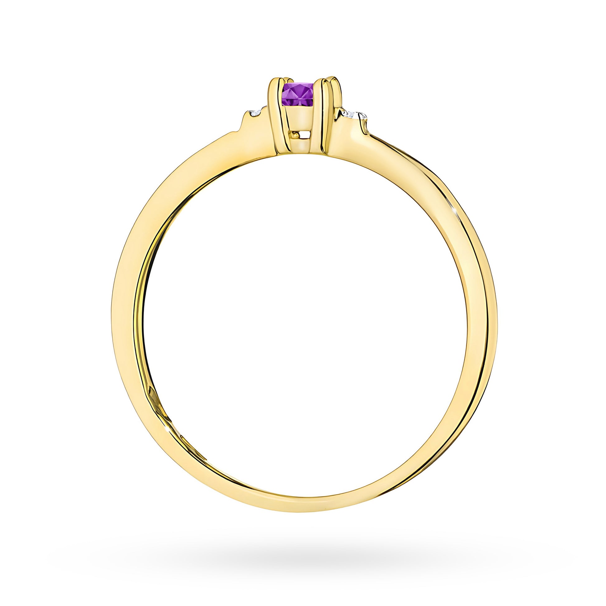 Anello Malva Trilogy in Oro con Ametista e 2 Diamanti