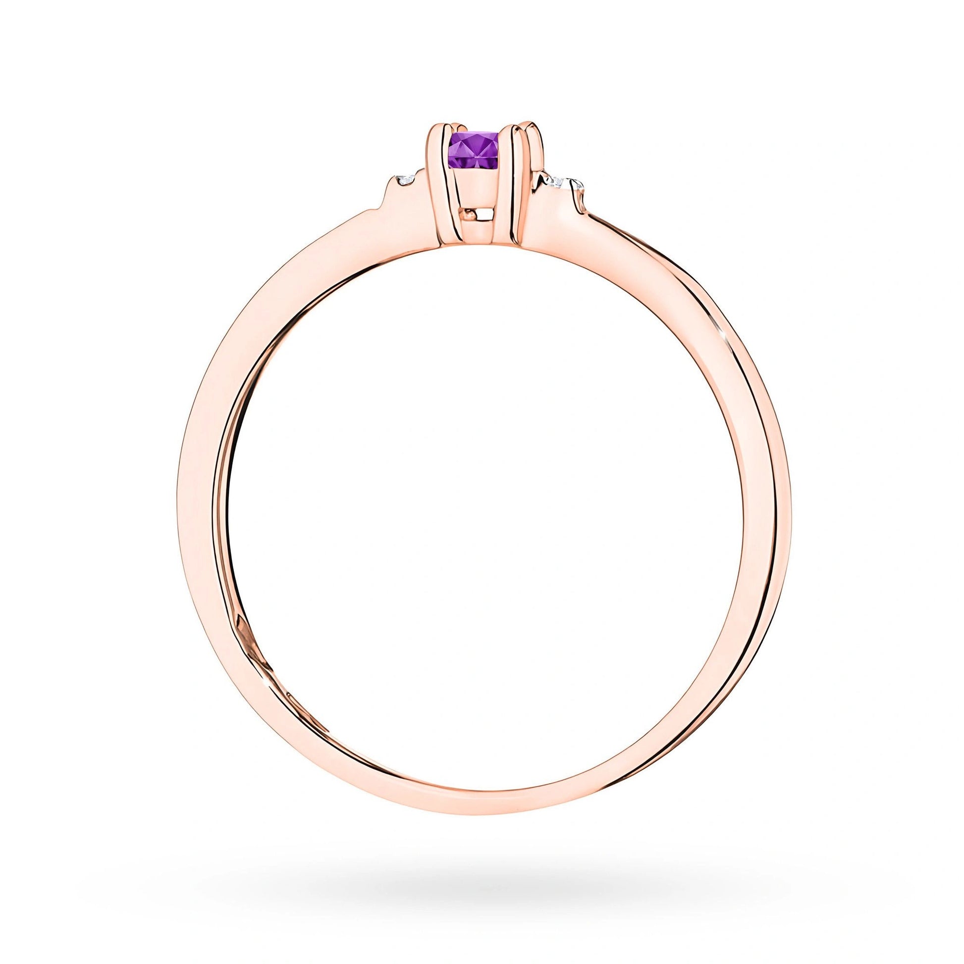 Anello Malva Trilogy in Oro con Ametista e 2 Diamanti