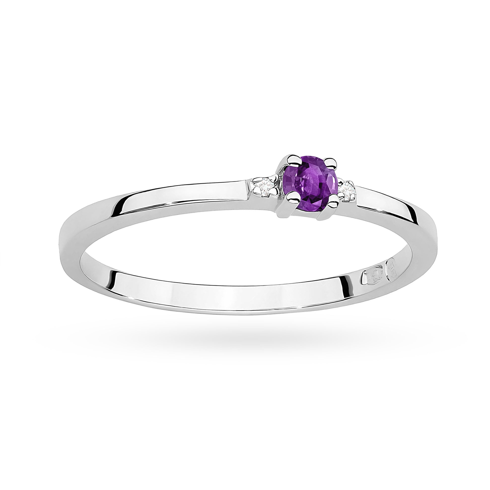 Anello Malva Trilogy in Oro con Ametista e 2 Diamanti