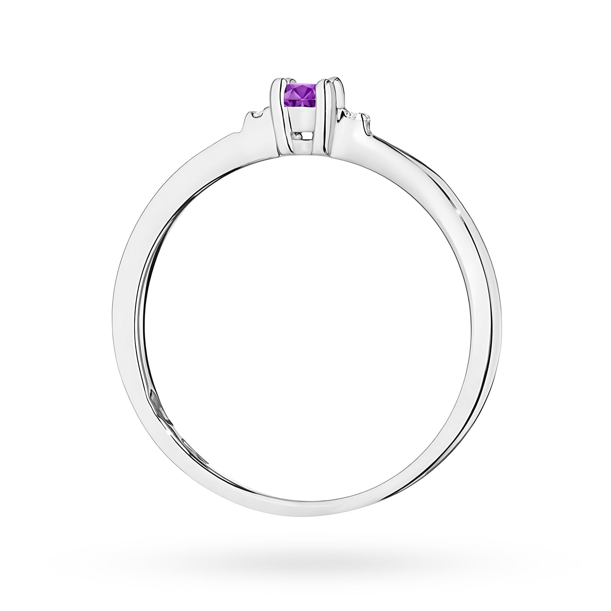 Anello Malva Trilogy in Oro con Ametista e 2 Diamanti