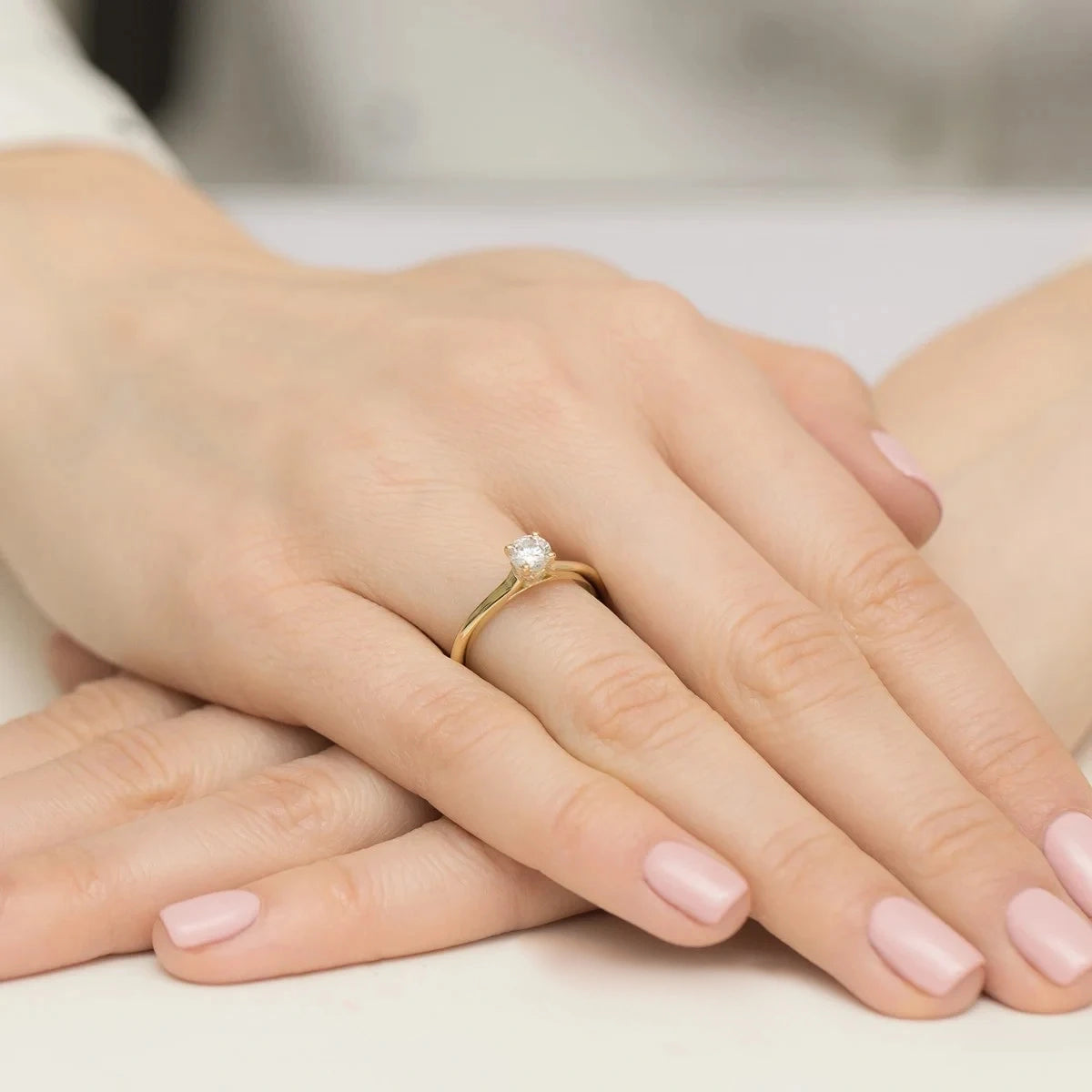 Princess Gold Ring with Lab Diamonds