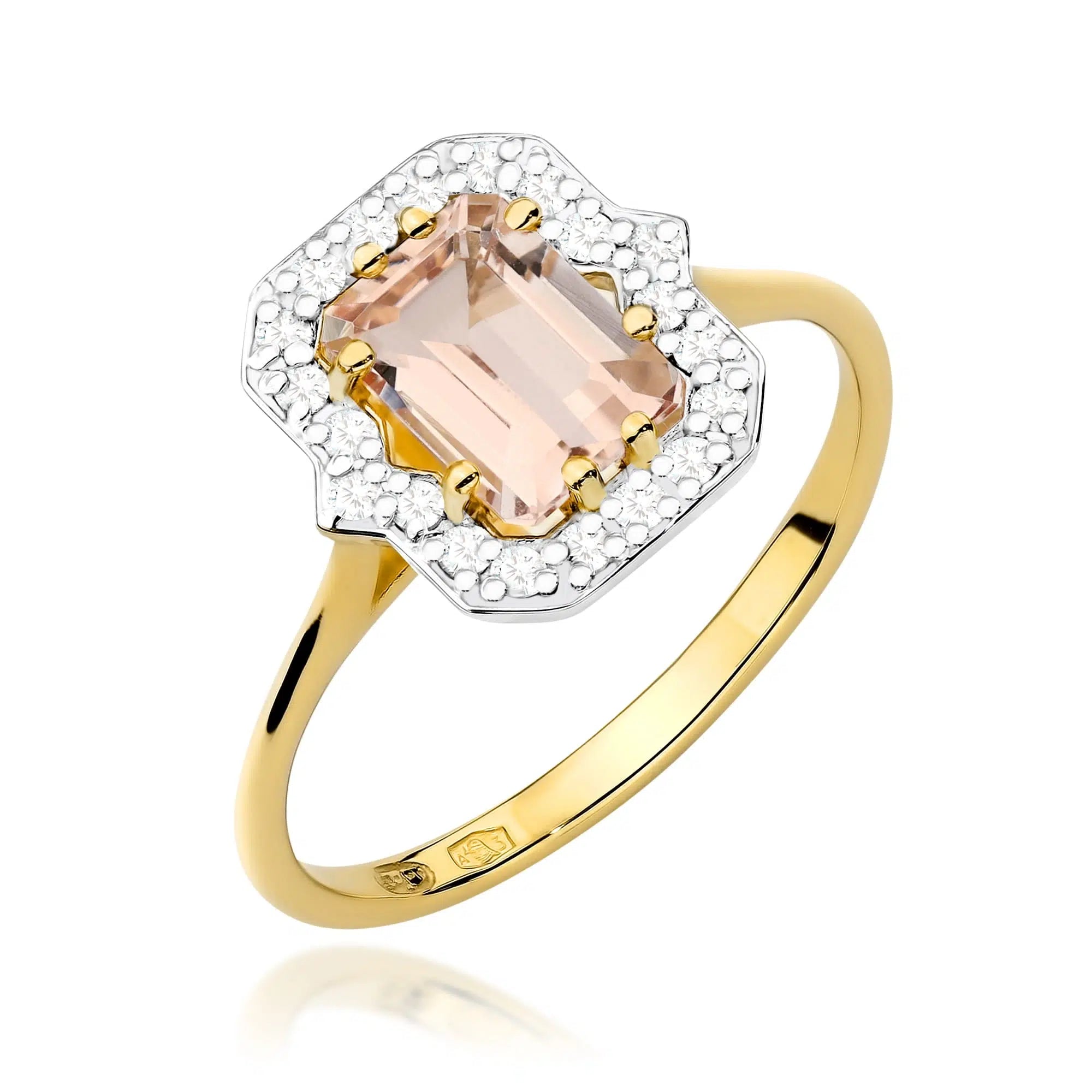 Anello in Oro 14KT con Morganite 1ct e 20 Diamanti