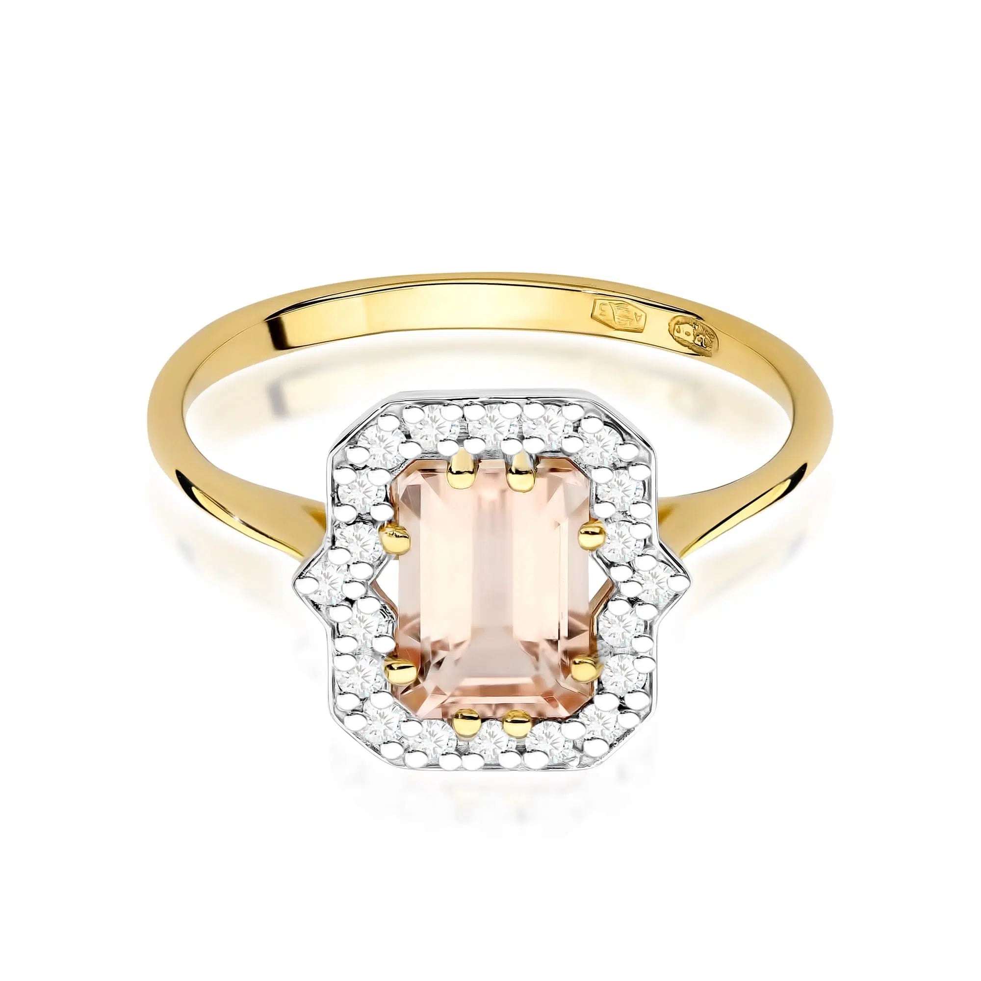 Anello in Oro 14KT con Morganite 1ct e 20 Diamanti
