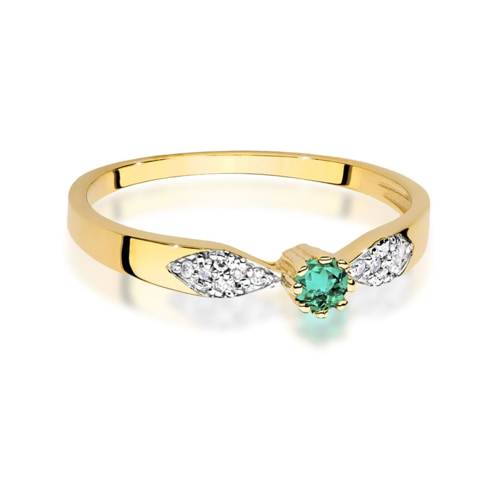 Anello Hope in Oro con Smeraldo e 12 Diamanti