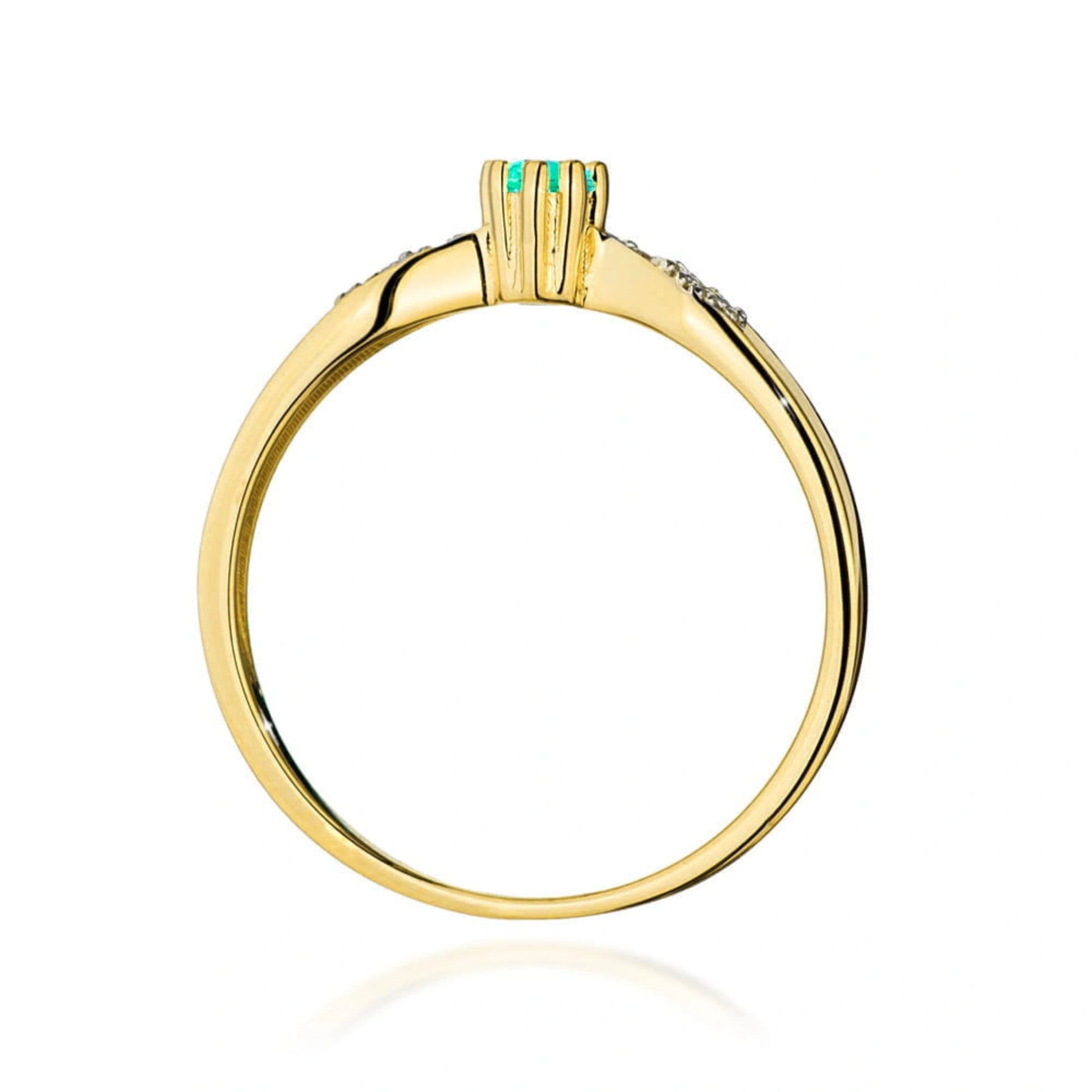 Anello Hope in Oro con Smeraldo e 12 Diamanti