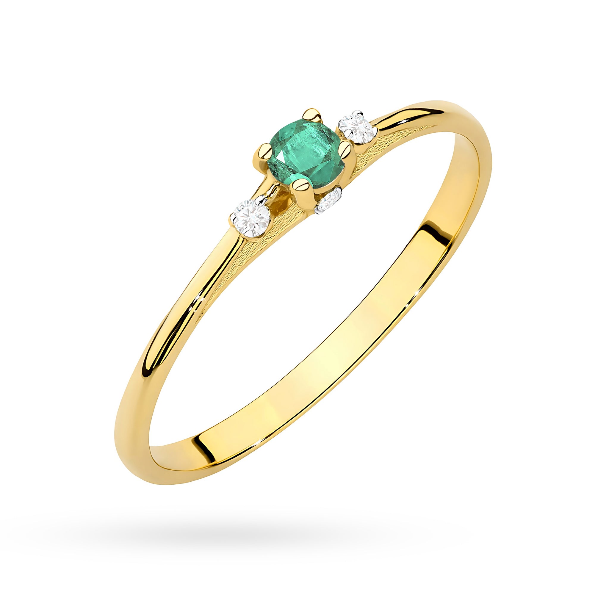 Anello Gaia in Oro con Smeraldo 0,15 ct e 4 Diamanti