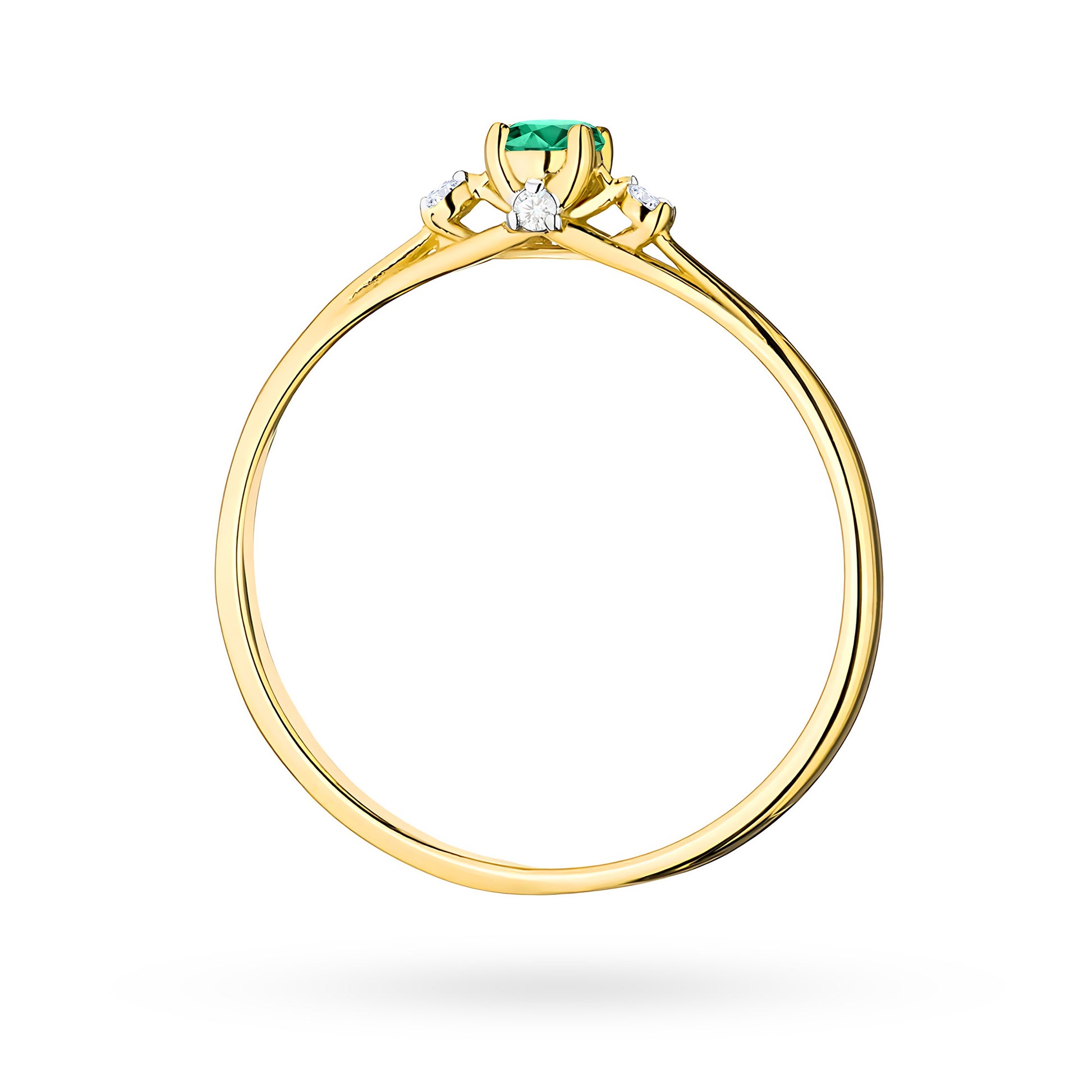 Anello Gaia in Oro con Smeraldo 0,15 ct e 4 Diamanti