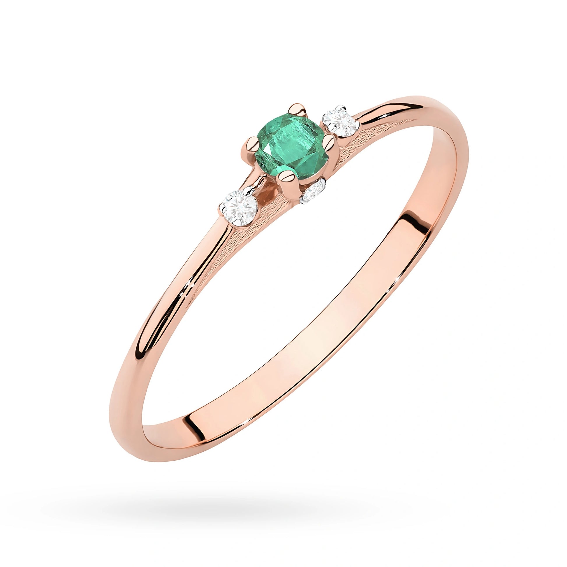 Anello Gaia in Oro con Smeraldo 0,15 ct e 4 Diamanti