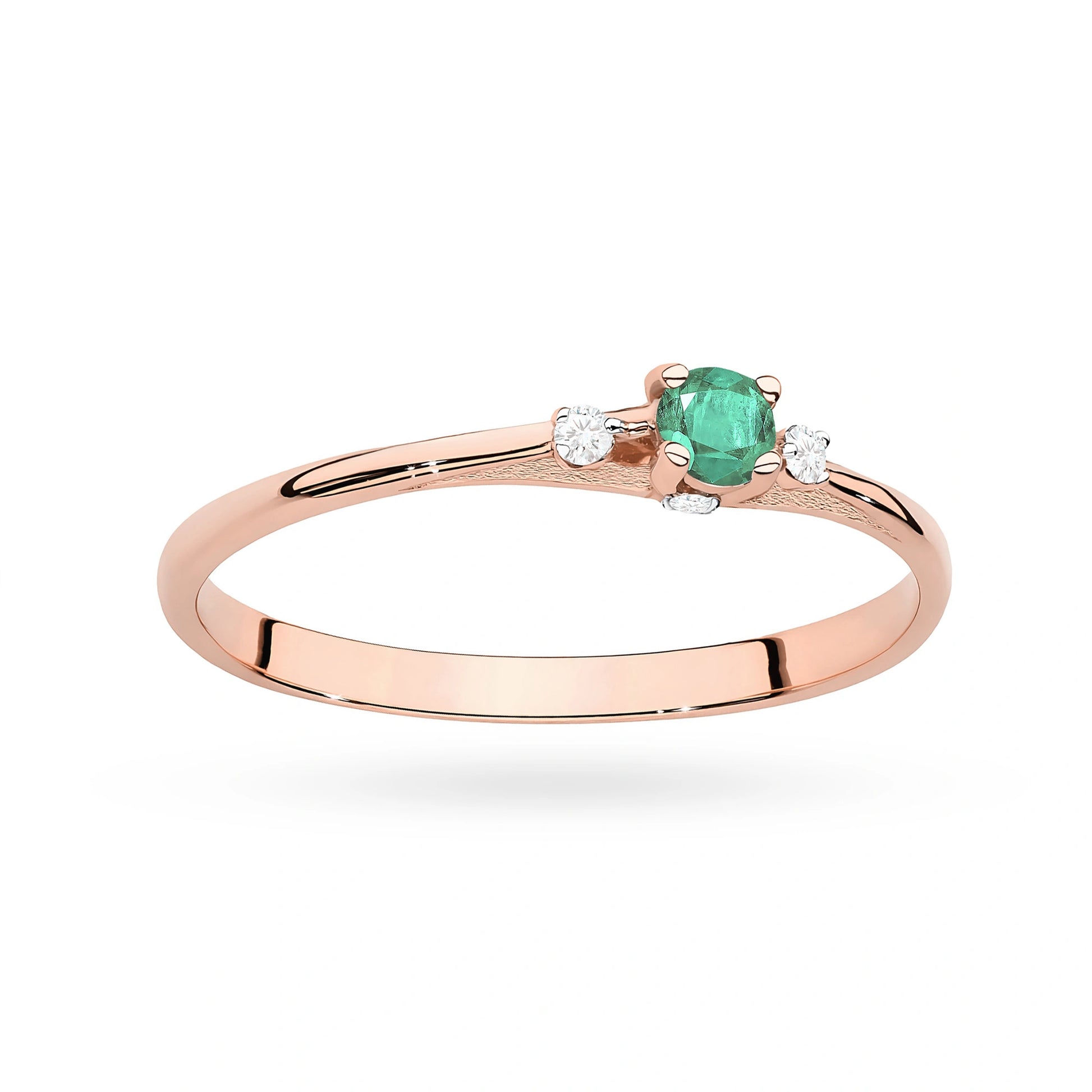 Anello Gaia in Oro con Smeraldo 0,15 ct e 4 Diamanti