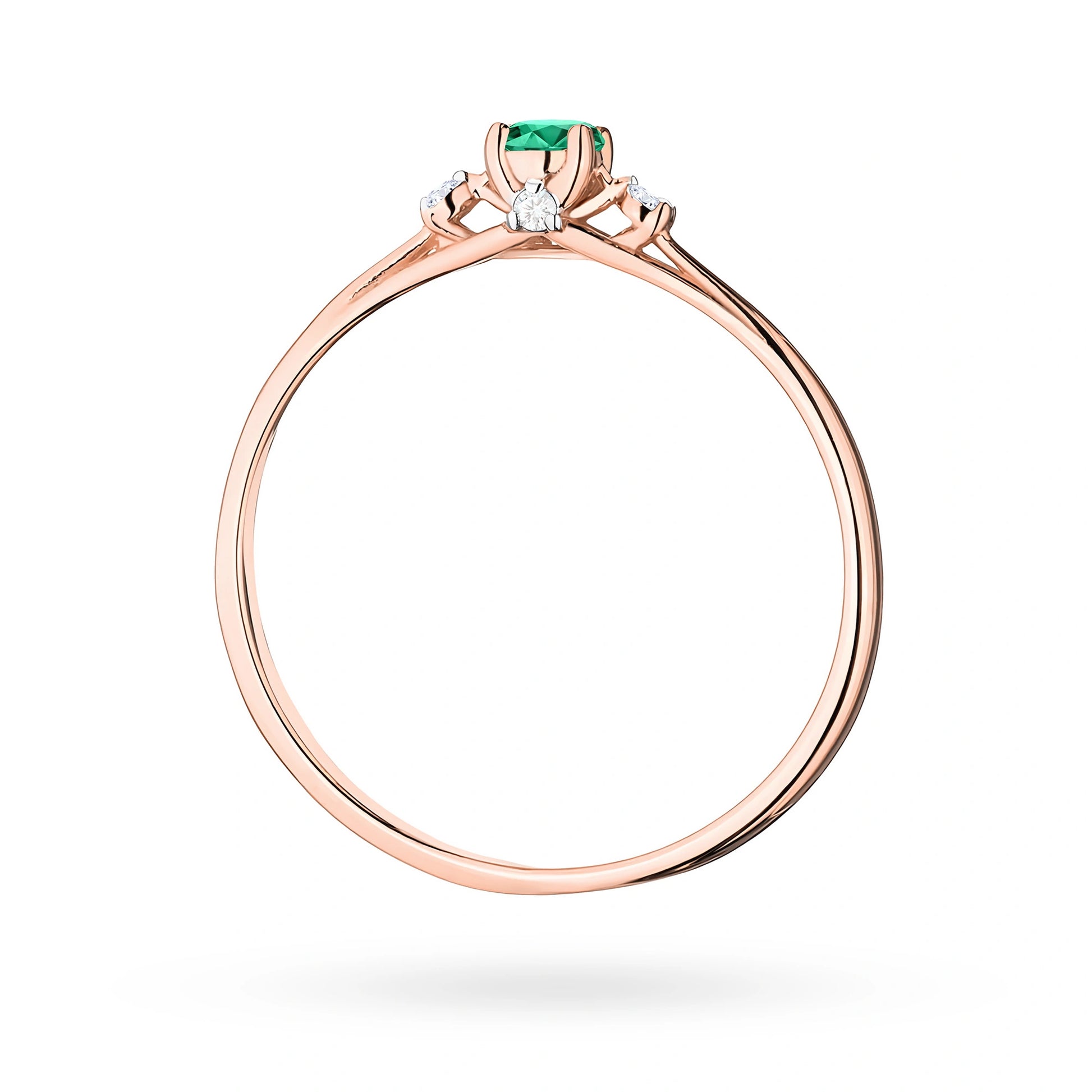 Anello Gaia in Oro con Smeraldo 0,15 ct e 4 Diamanti