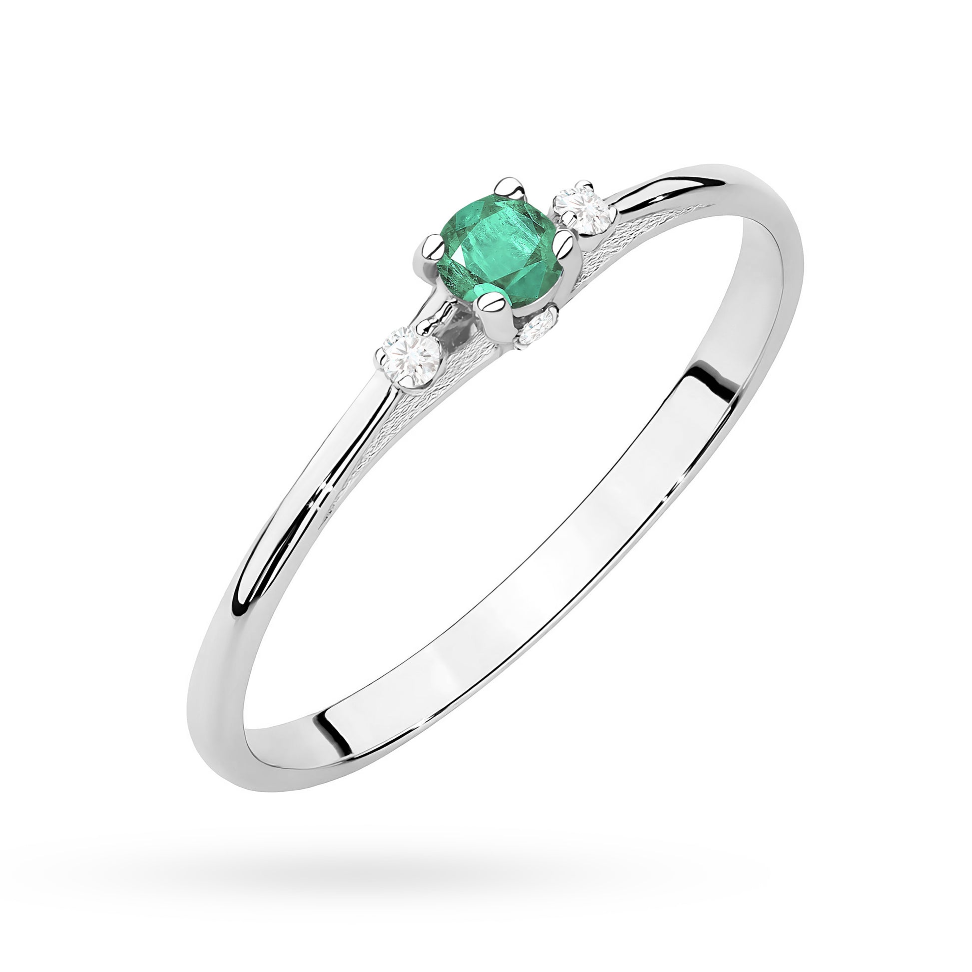 Anello Gaia in Oro con Smeraldo 0,15 ct e 4 Diamanti