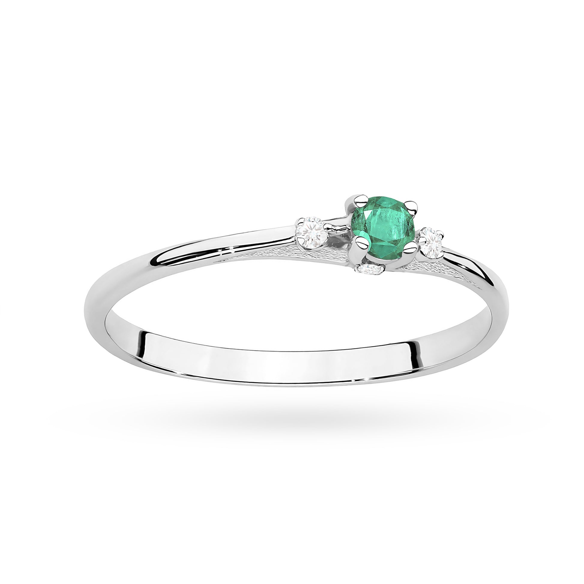 Anello Gaia in Oro con Smeraldo 0,15 ct e 4 Diamanti