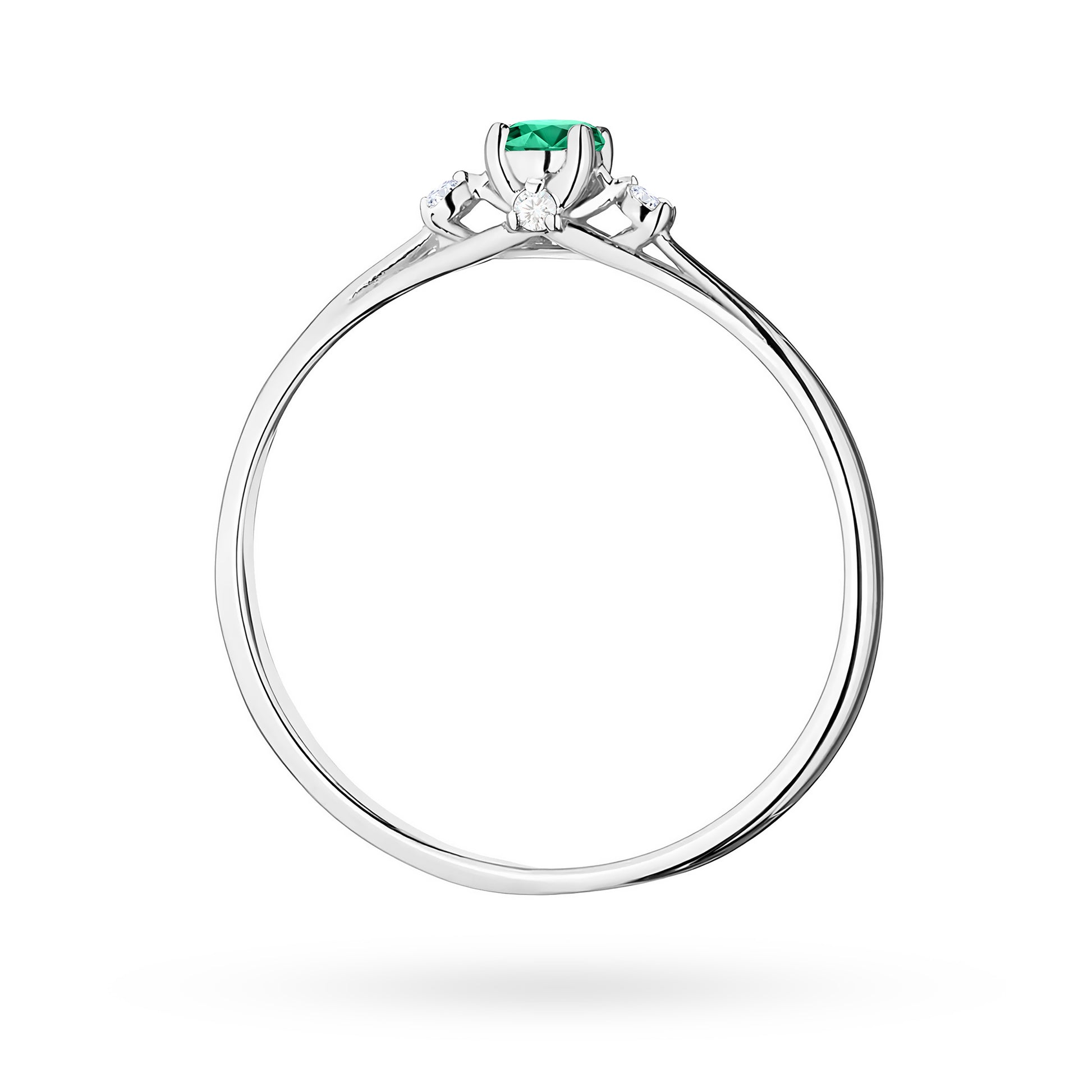 Anello Gaia in Oro con Smeraldo 0,15 ct e 4 Diamanti