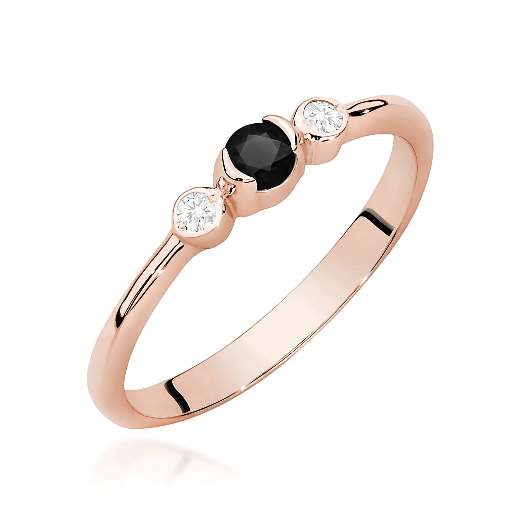 Anello Amélie in Oro con Diamante Nero