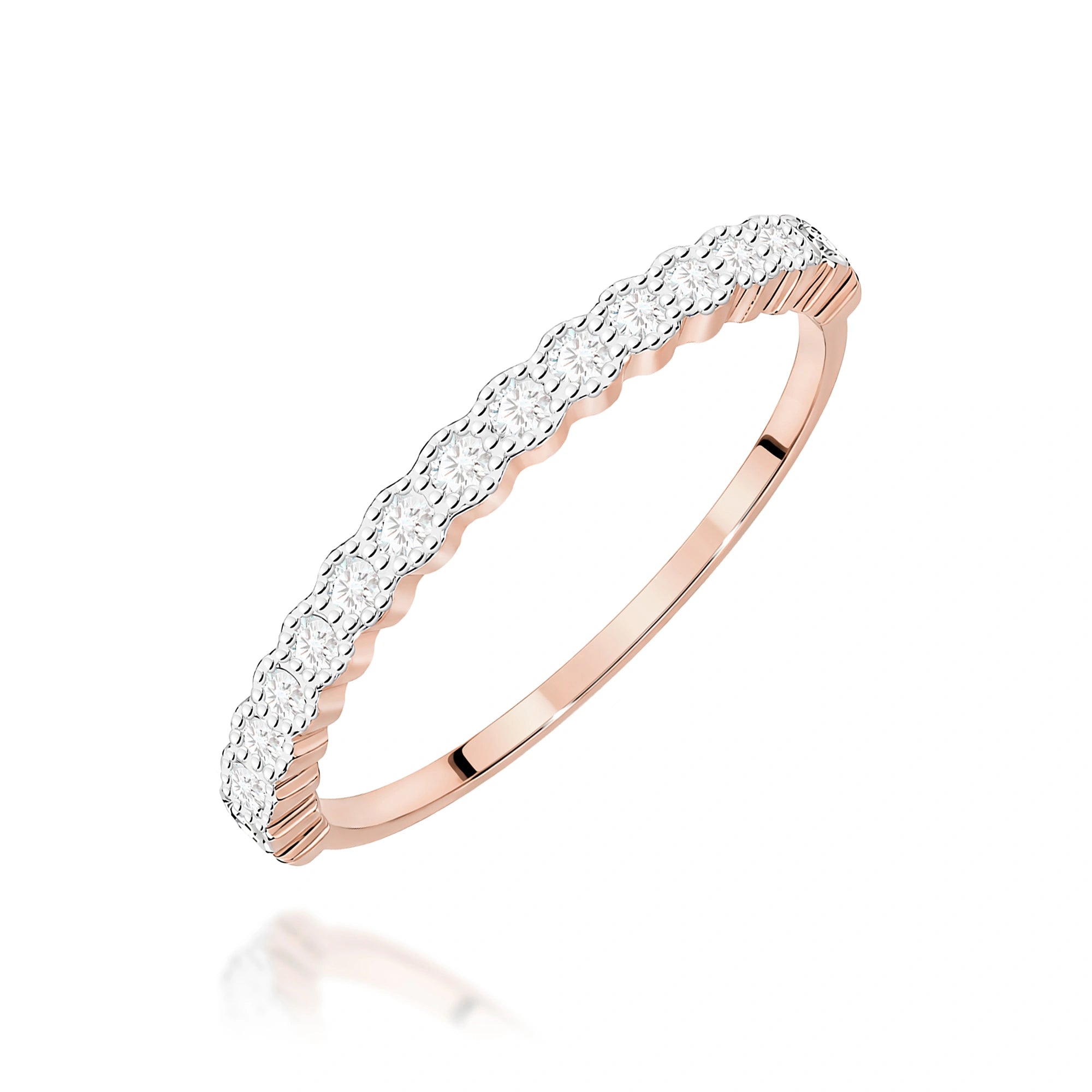Anillo pavé en oro rosa y diamantes