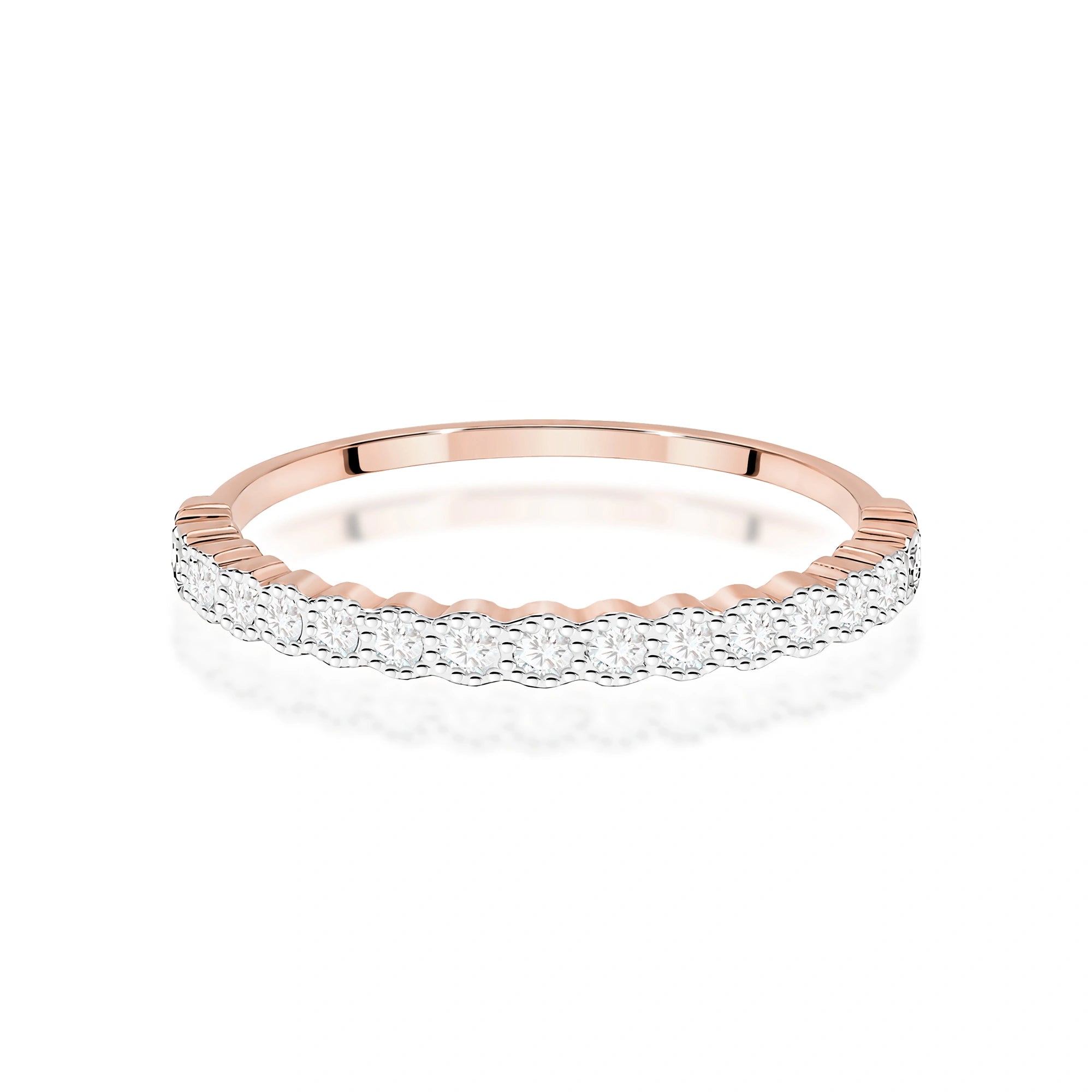 Anillo pavé en oro rosa y diamantes