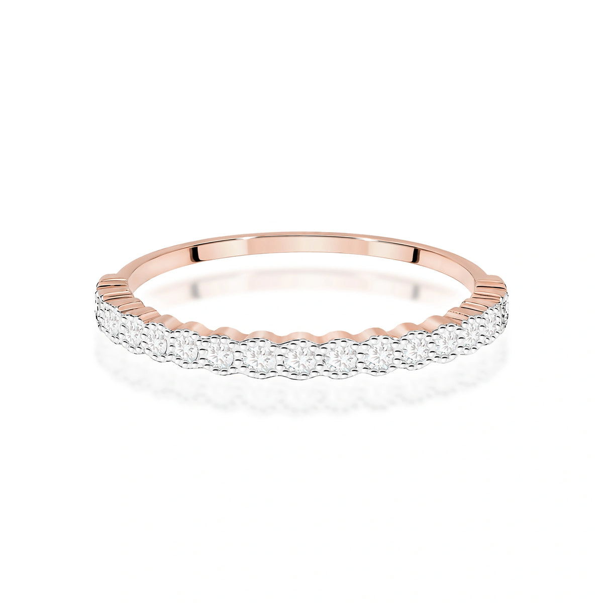 Anillo pavé en oro rosa y diamantes