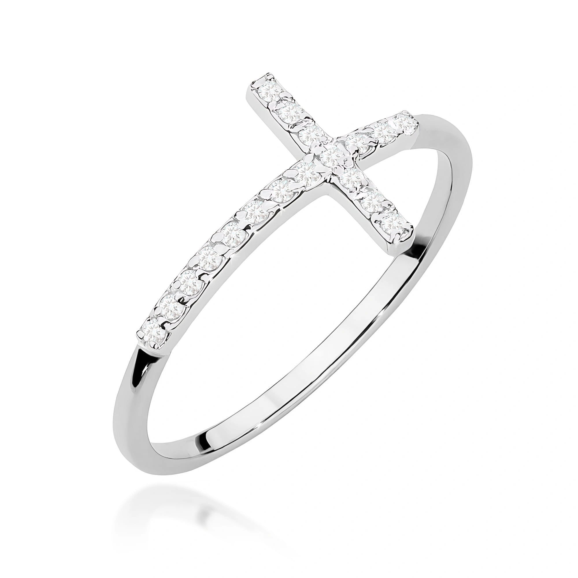 Anillo cruz en oro rosa con diamantes