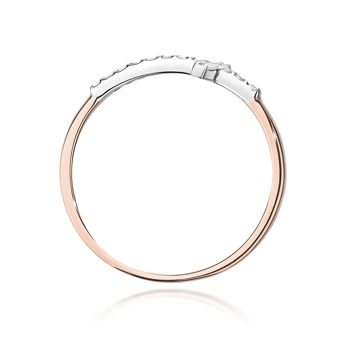 Anillo cruz en oro rosa con diamantes
