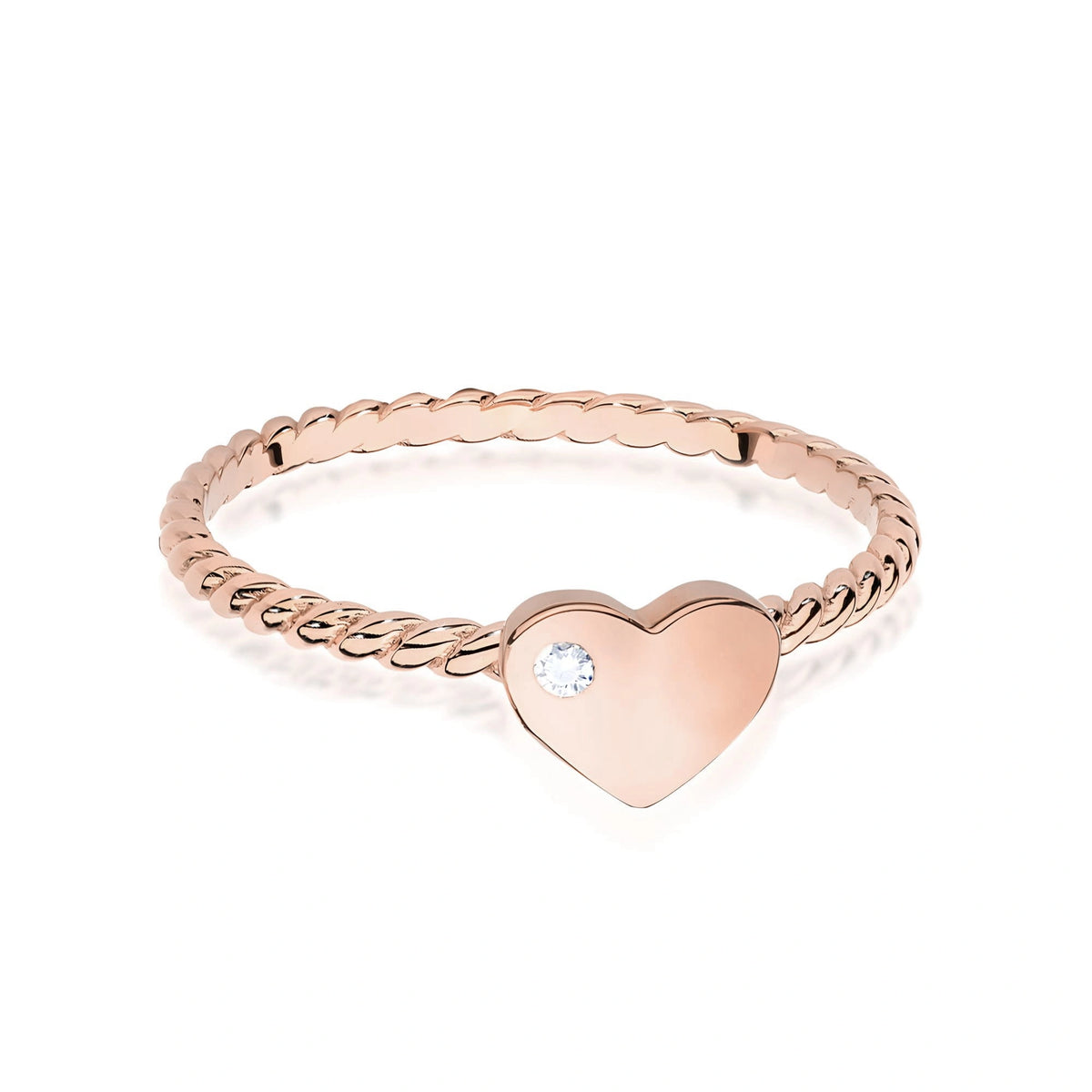 Anillo corazones en oro rosa y diamante