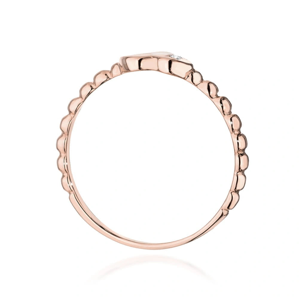 Anillo corazones en oro rosa y diamante