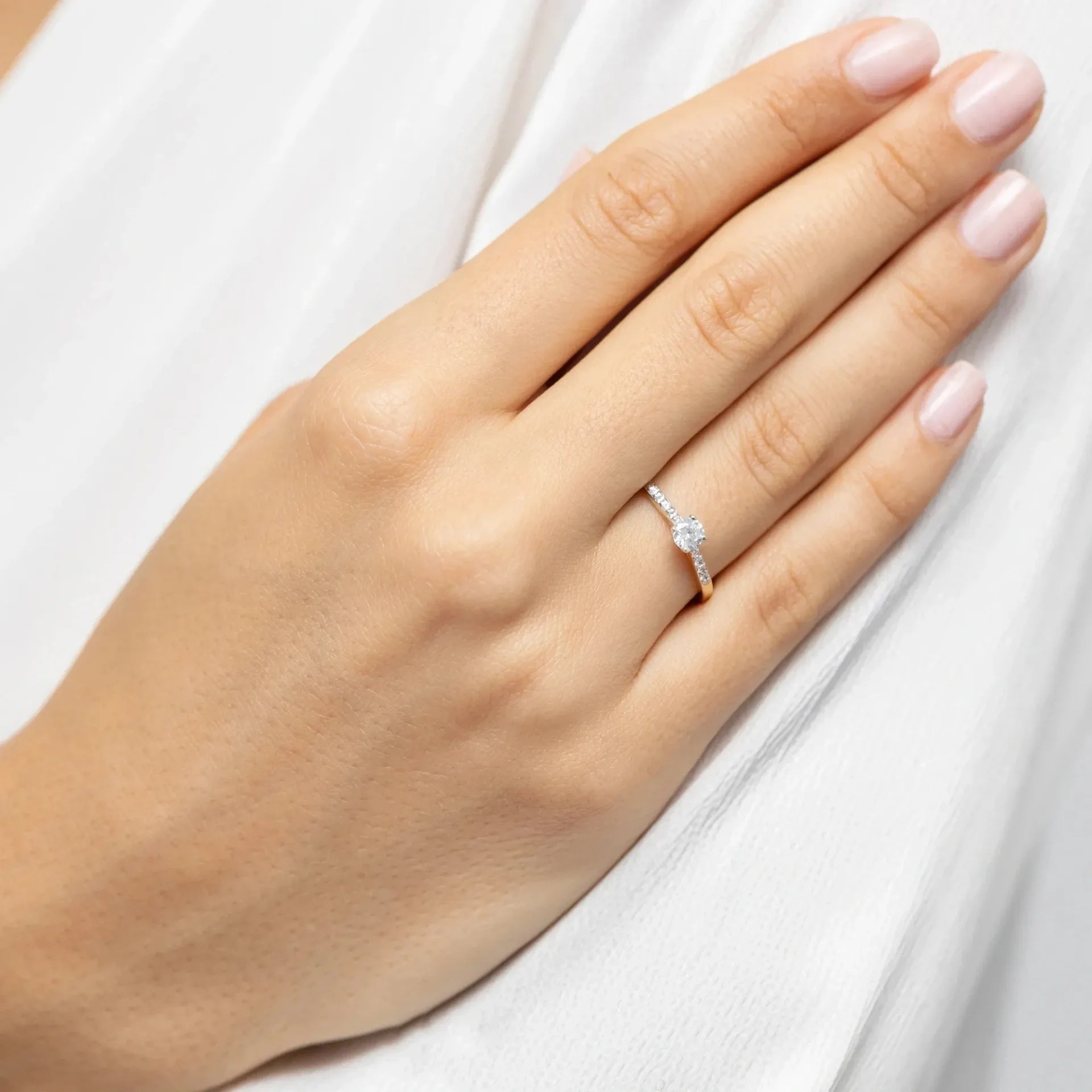 Bague Alba en Or avec Diamants de Laboratoire Lab Grown et Pavé 0,07ct