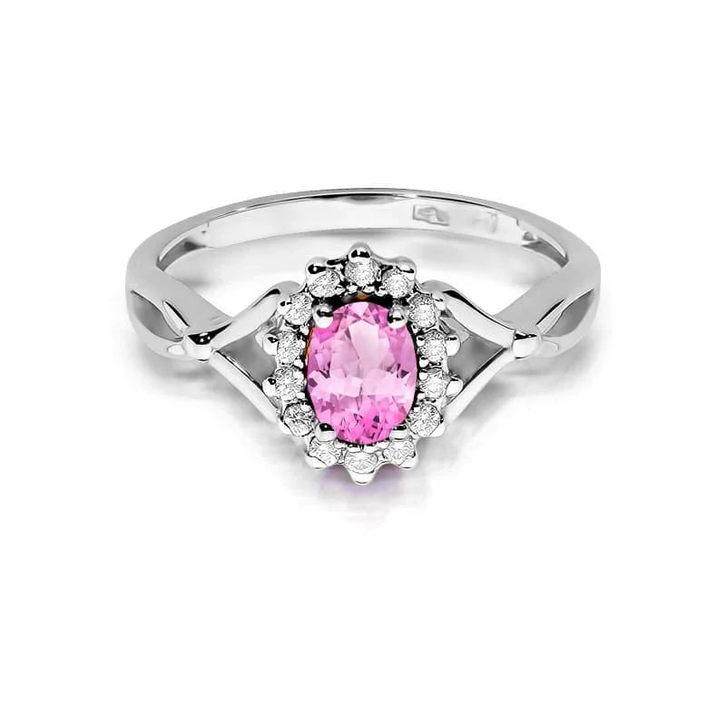 Anello In Oro Kate con Zaffiro Rosa e Diamanti